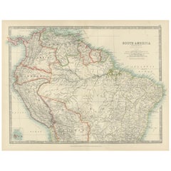 Map of Northern South America – Vibrant Engraving by Keith Johnston, 1903