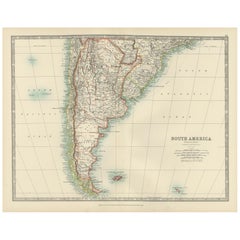 Map of Southern South America – Richly Detailed Engraving by K.Johnston, 1903