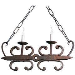 Rustic, Antique Hand-Forged Iron Lights with Two Sockets
