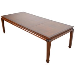 Henredon Style Mid-Century Hollywood Regency Chinoiserie Walnut Dining Table