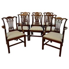 Outstanding Quality Set of 8 Antique Victorian Carved Mahogany Dining Chairs