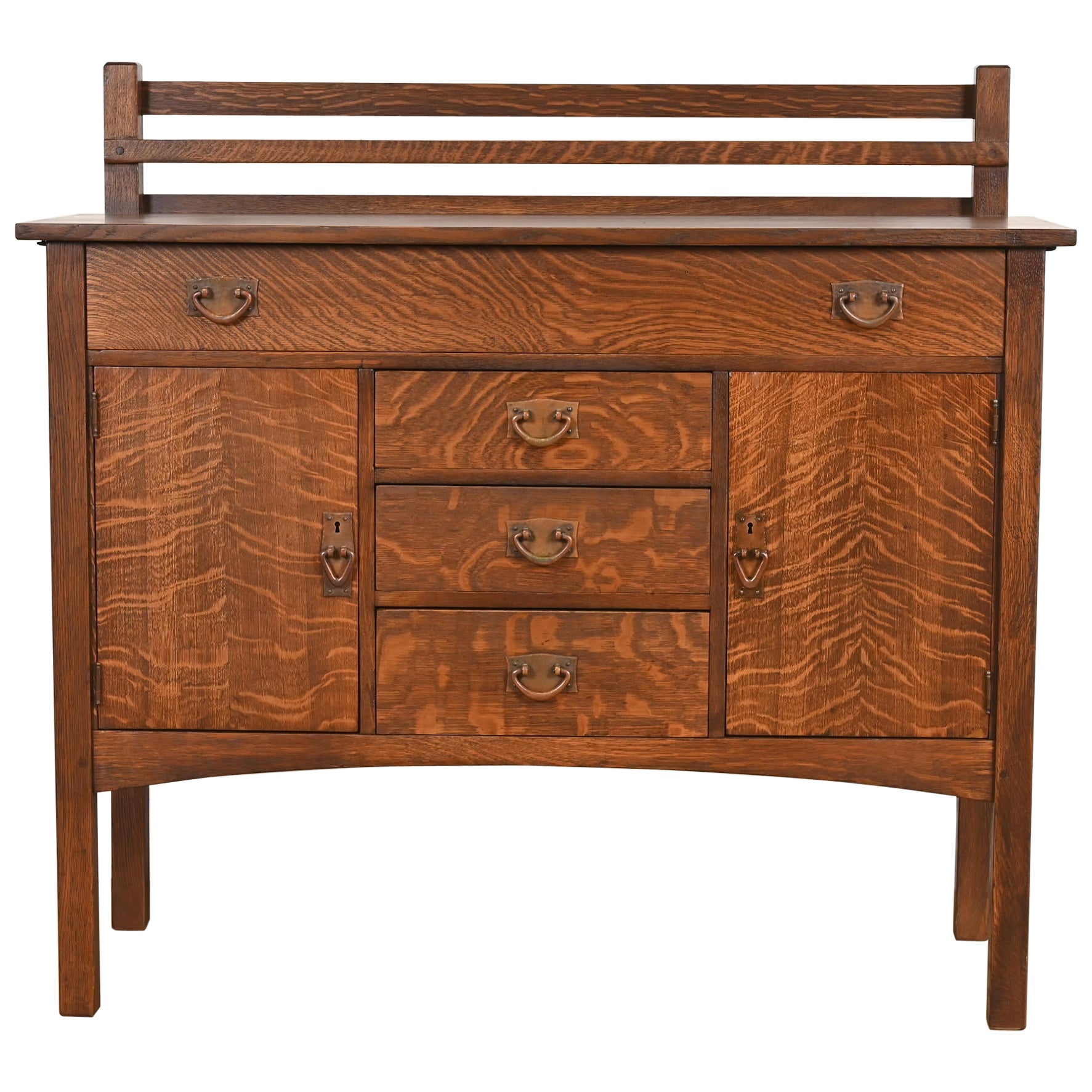 Gustav Stickley Antique Mission Oak Arts & Crafts Sideboard, Newly Refinished