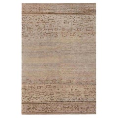 Contemporary Geometric Beige and Brown Handmade Hemp Rug by Doris Leslie Blau