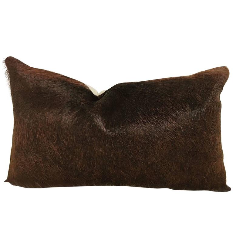 Dark Brown Cowhide Pillow at 1stdibs