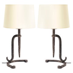 Paire de lampes de table en fer