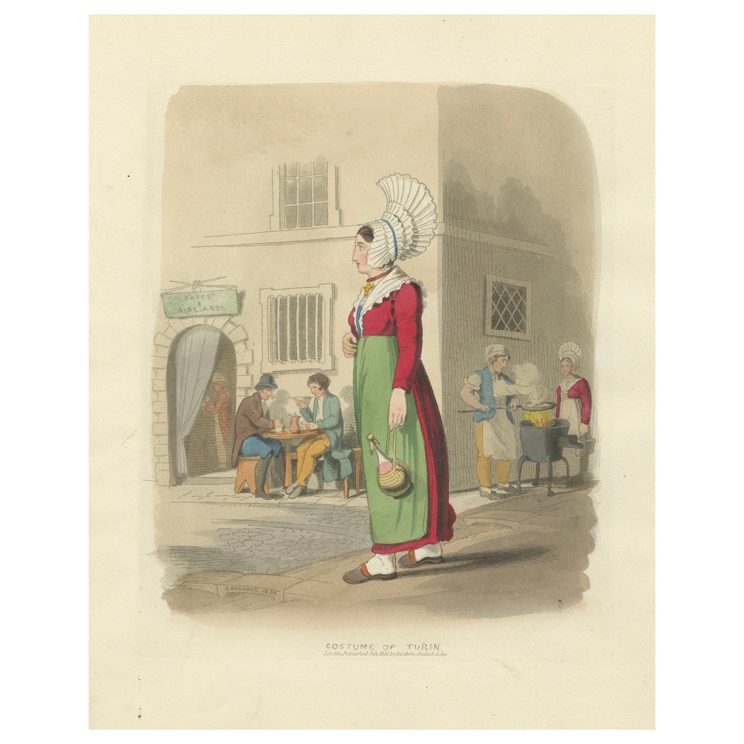 Italian Costume – Woman of Turin in Traditional Dress, 1835