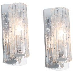 Pair of Stunning Glass Wall Sconces by Doria, Germany, 1960s
