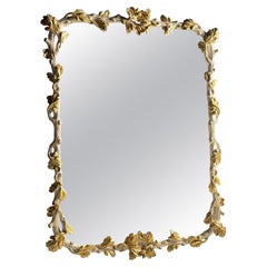 20th century French white and gold carved mirror