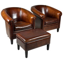 Pair of 2 Dutch Sheepskin Clubchairs