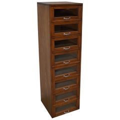 Vintage German Beech / Oak Haberdashery Shop Cabinet / Vitrine, 1950s