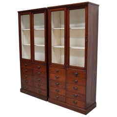 Large Antique Belgian Pitch Pine Apothecary Shop Cabinet / Vitrine, ca 1900