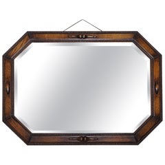 ANTIQUE EDWARDIAN CIRCA 1920 COUNTRY HOUSE  WALL MOUNTED CARVED BOBBIN  MiRROR