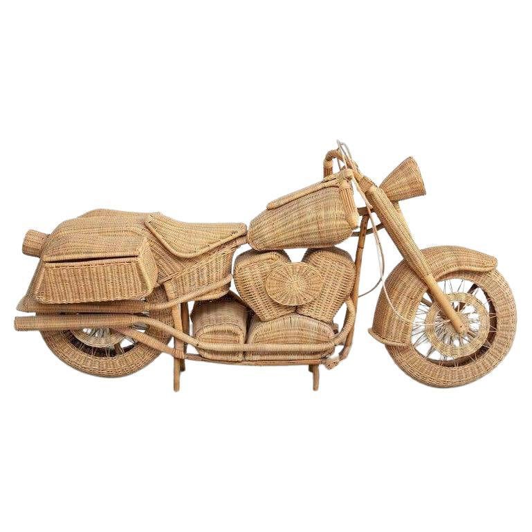 Vintage Rattan Harley Motorbike, Real Size, Spain, circa 1970