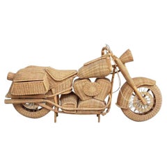 Vintage Rattan Harley Motorbike, Real Size, Spain, circa 1970