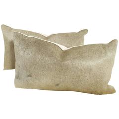 Pair of Grey Cowhide Pillows