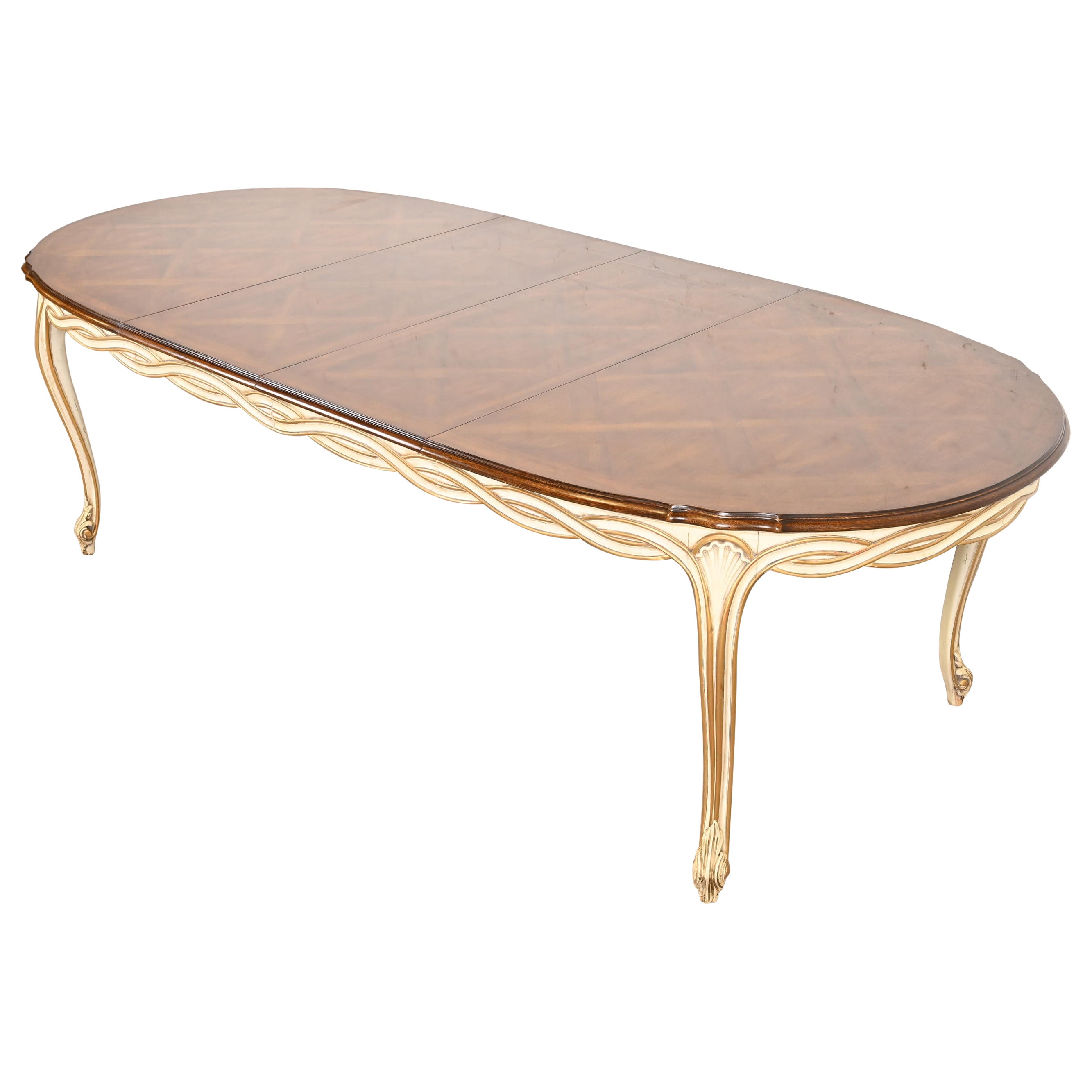Karges French Provincial Louis XV Walnut and Parcel Painted Dining Table im Angebot