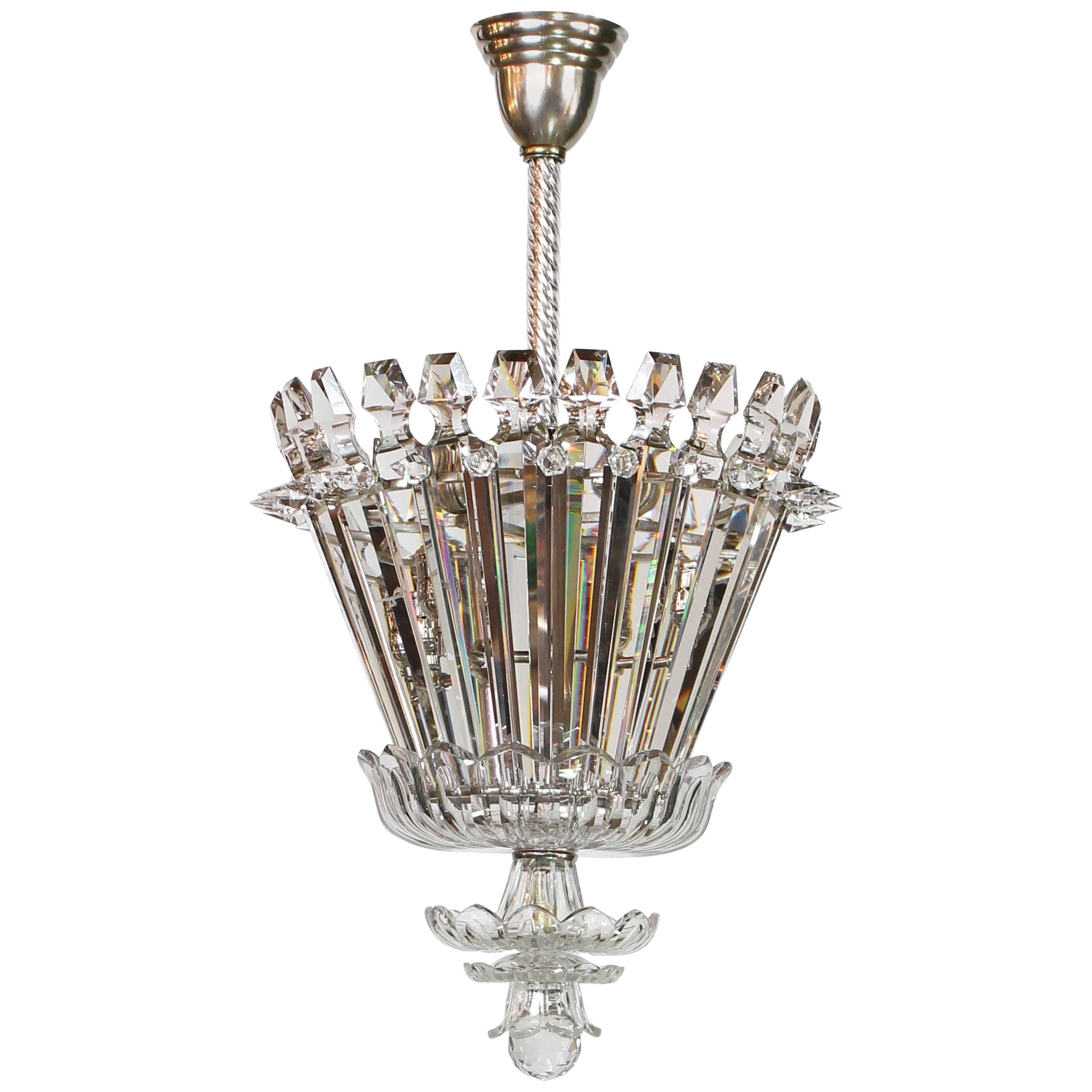 Striking Early Electric Crystal Pendant Fixture For Sale