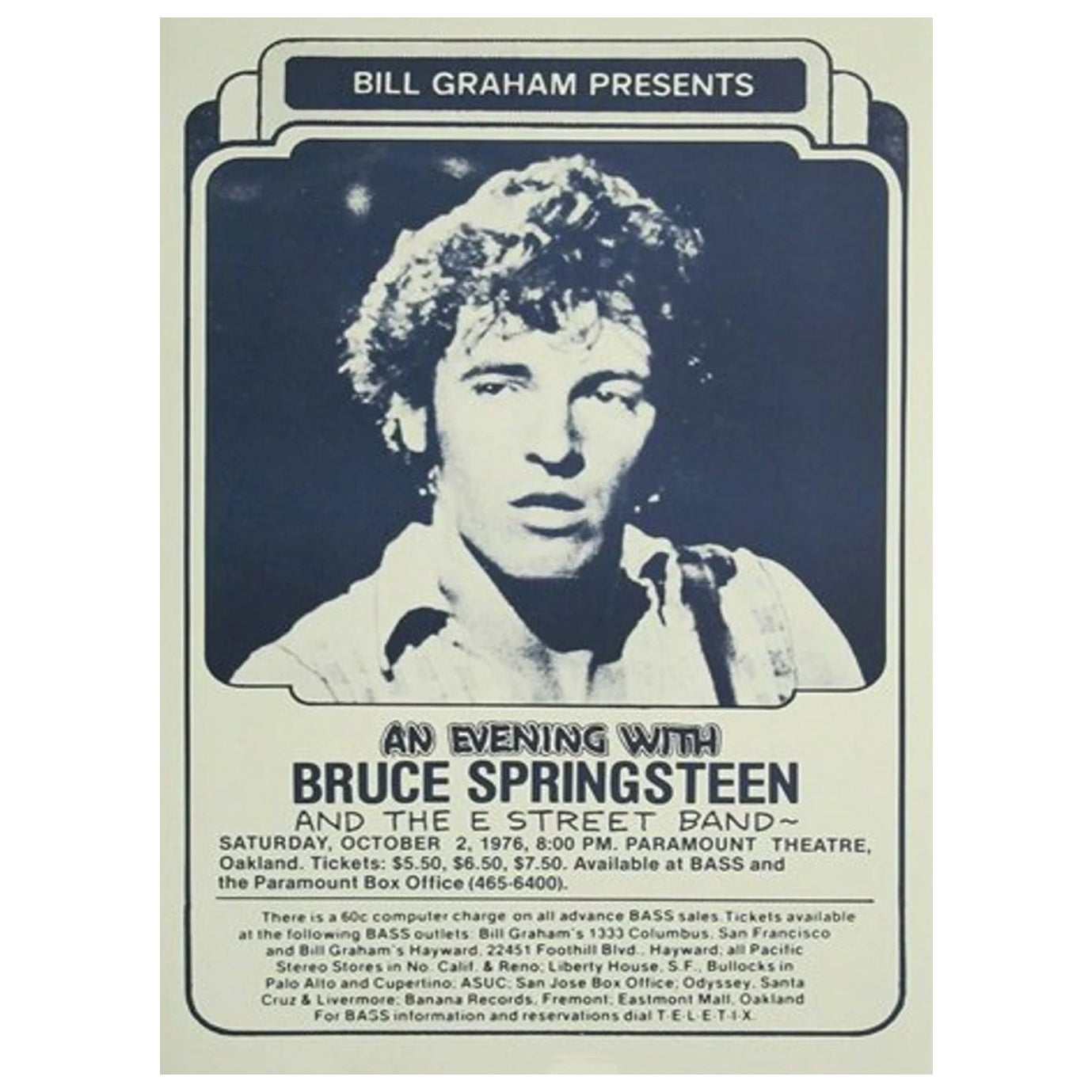 1976 Bruce Springsteen & the E Street Band - Manifesto originale del Paramount Theatre