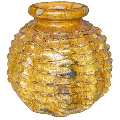 Amber Glazed Sculptural Vase with Organic Texture