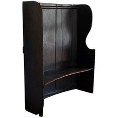 18th C Primitive Settle Bench with Candle Sconce