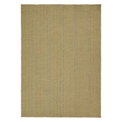 Rug & Kilim’s Contemporary Kilim Rug in Mustard with Sky Blue Stripes