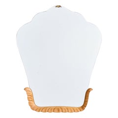 Italian Designer, Wall Mirror, Wood, Brass, Italy, 1956
