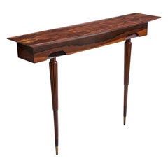 Brazilian Designer, Console Table, Rosewood, Brass, Brazil, 1950s