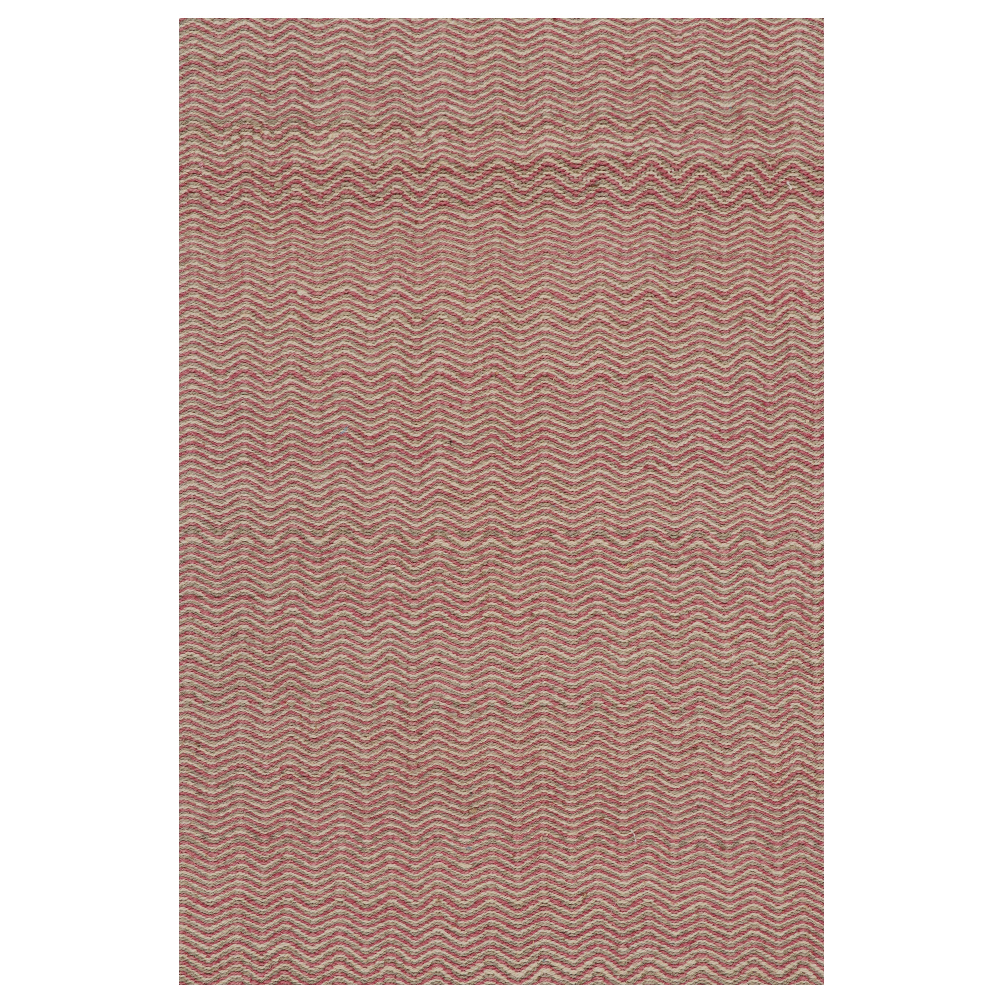 Rug & Kilim’s Contemporary Kilim Rug in Pink and Beige Chevrons