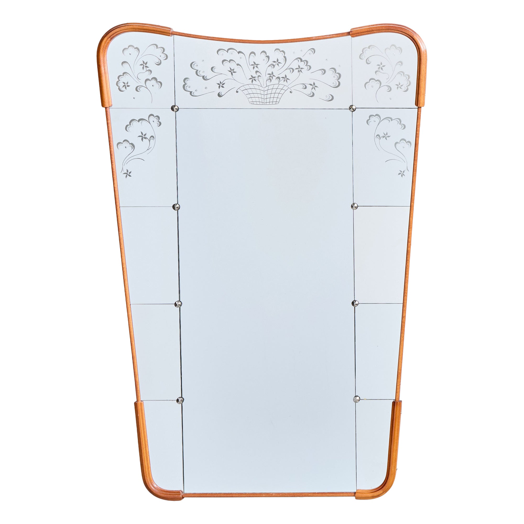 Swedish Designer, Wall Mirror, Wood, Metal, Sweden, 1940s