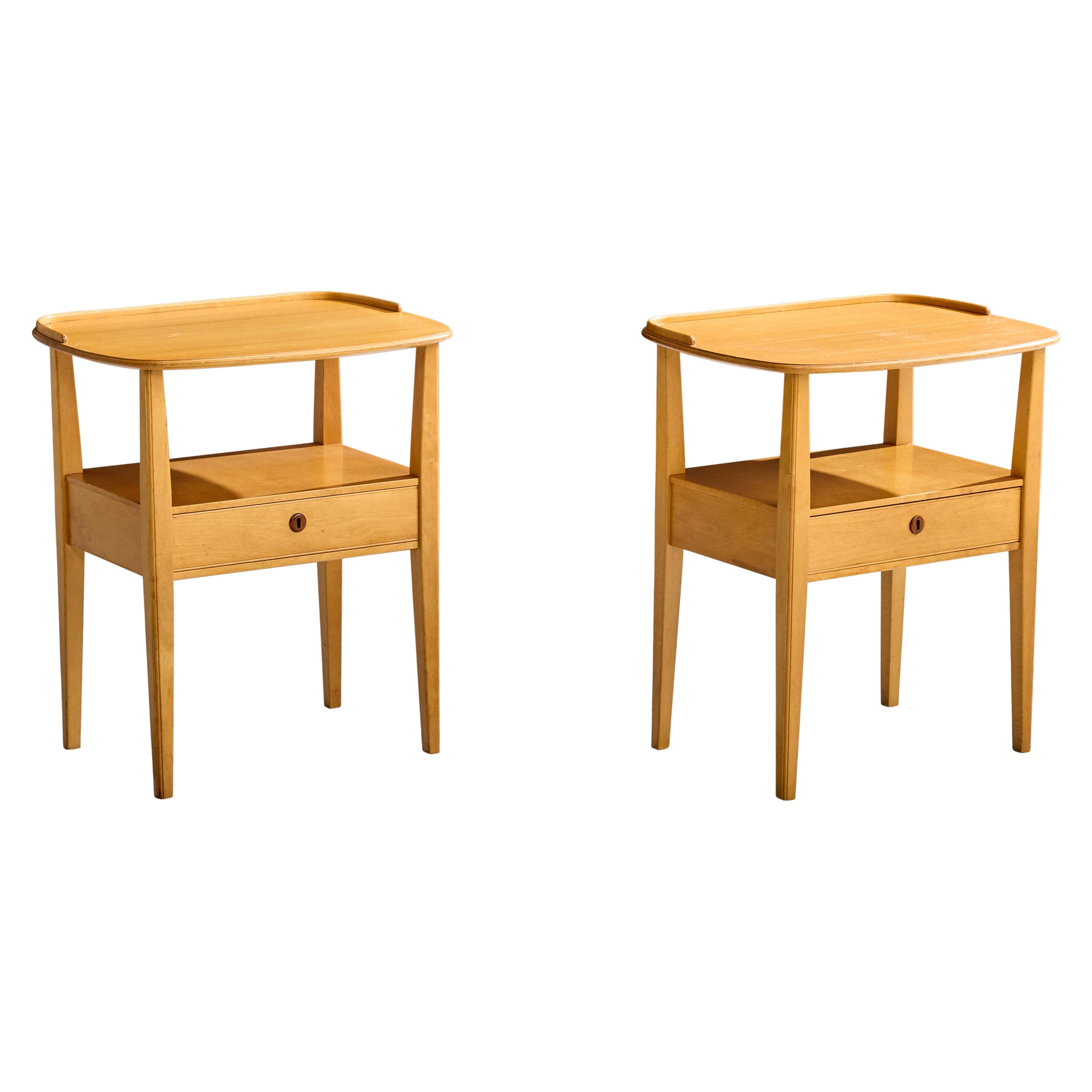 Nordiska Kompaniet, Nighstands, Elm, Sweden, 1950s