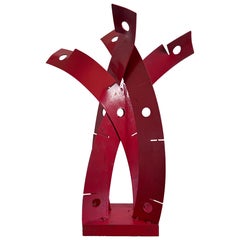 Mid-Century Brazilian Modern Red Lacquered Abstract Table Sculpture