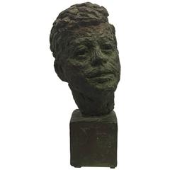 Vintage Bust of John Fitzgerald Kennedy of Bronze Patinated Plaster by Robert Berks