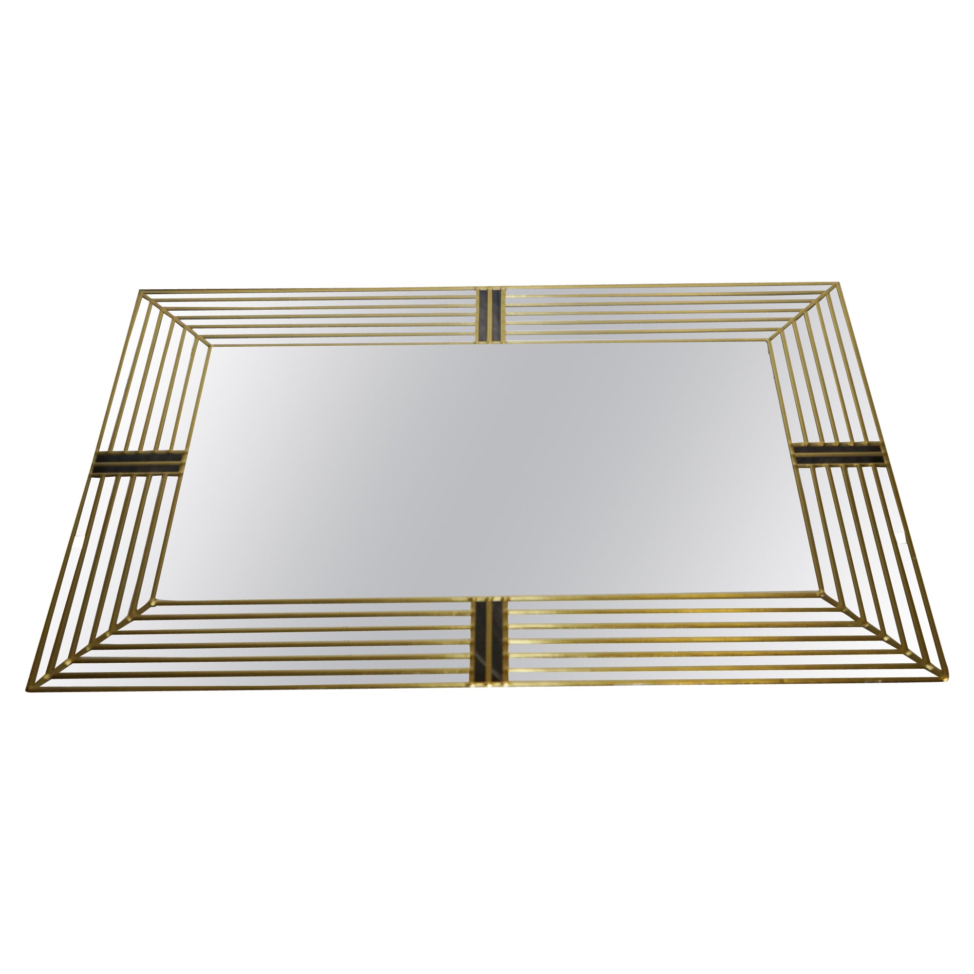 espejo de pared dorado estilo art deco decorado a mano por lawson glassworks en venta