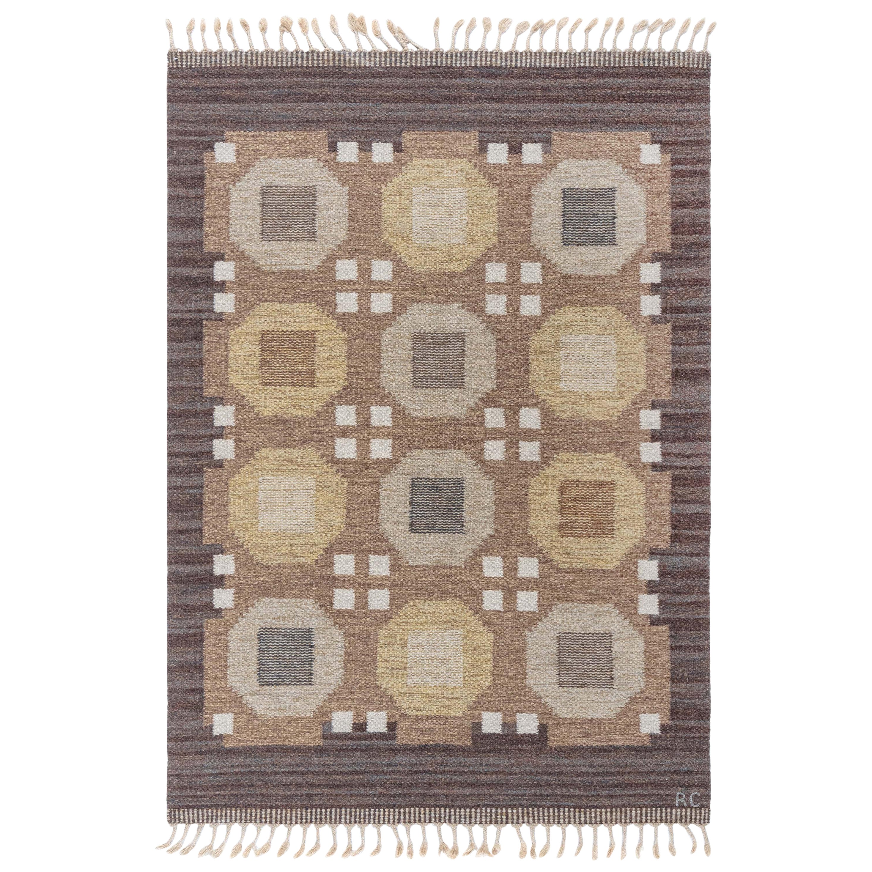 Doris Leslie Blau Vintage Swedish Flat Weave Rug by Rakel Carlander
