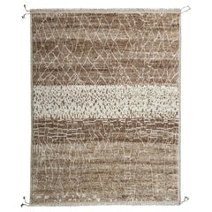 8x10 ft Modern Moroccan Design Rug. 100% Wool. Handknotted Beni Ourain Carpet
