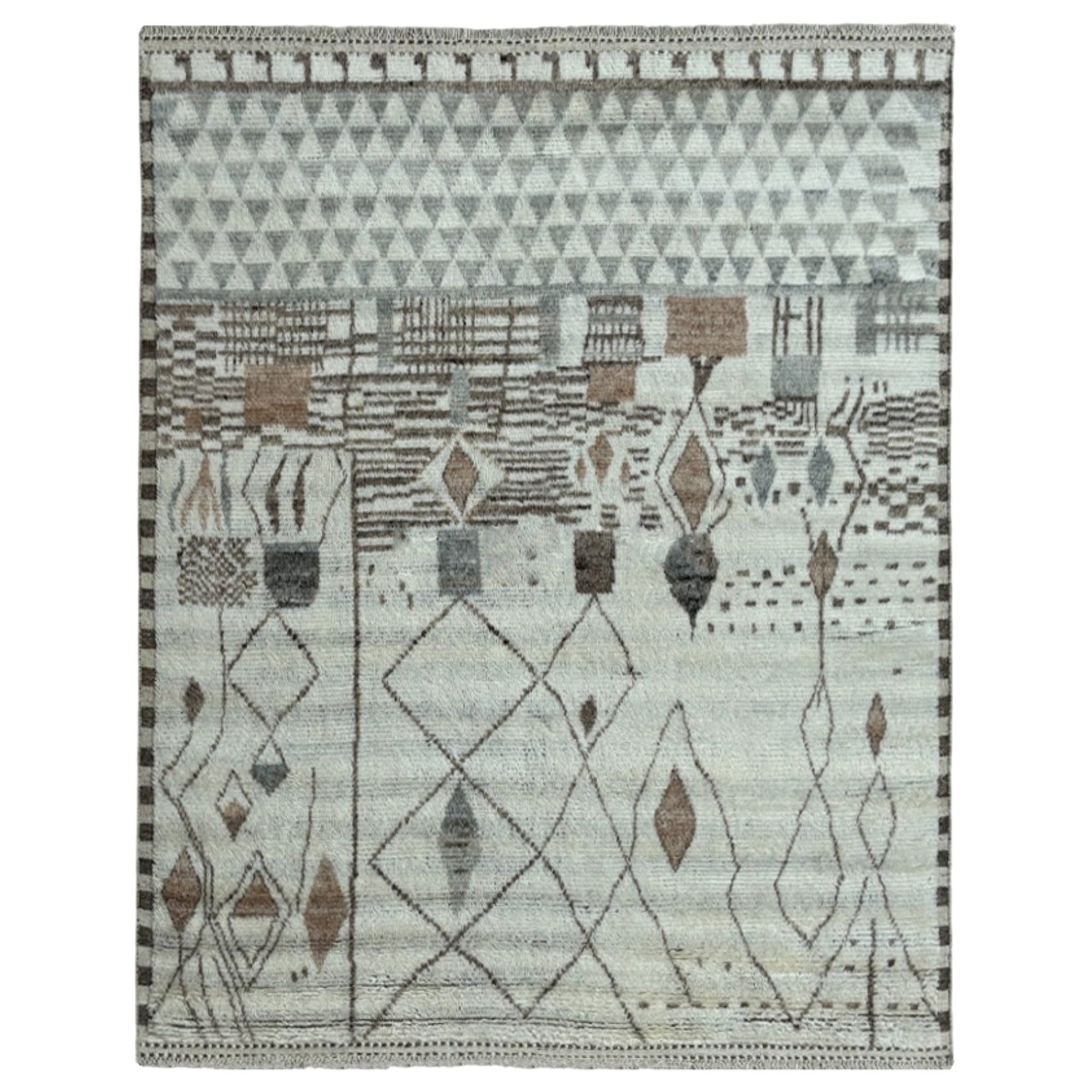 8x10 ft Moroccan Design Berber Rug. 100% Wool. Handmade Beni Ourain Carpet