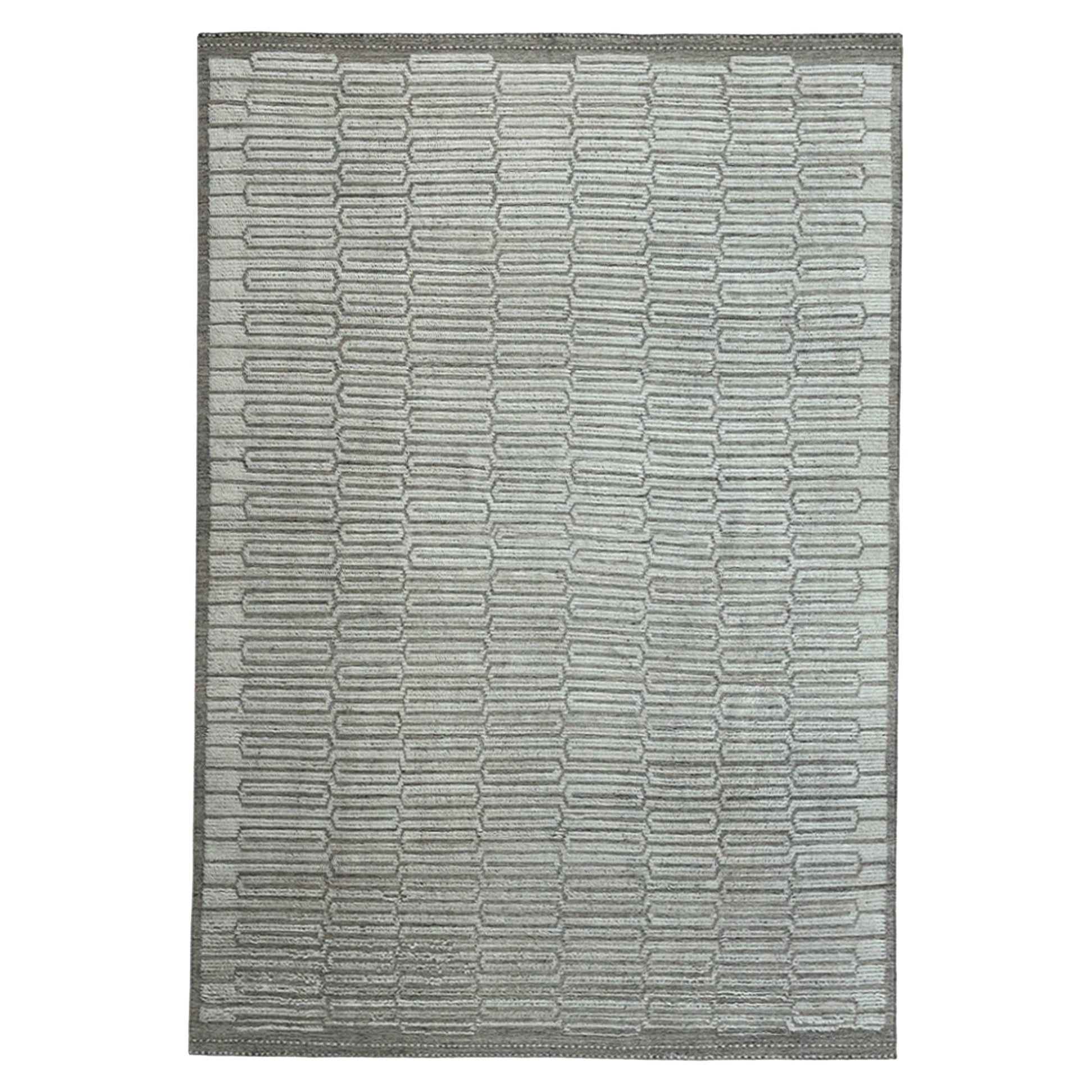 10x14 Ft Handmade Moroccan style Rug. 100% Wool. Modern Beni Ourain Carpet