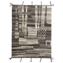 8x10 ft Handmade Moroccan Azilal Style Rug. 100% Wool. Modern Beni Ourain Carpet