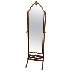 Excellent Quality Walnut Cheval Mirror