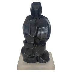 Abstract Sculpture Brutalist Style Figurine on Lucite Base