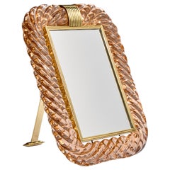 Seguso Vetri D'arte, Table Mirror, Glass, Brass, Italy, 1930s