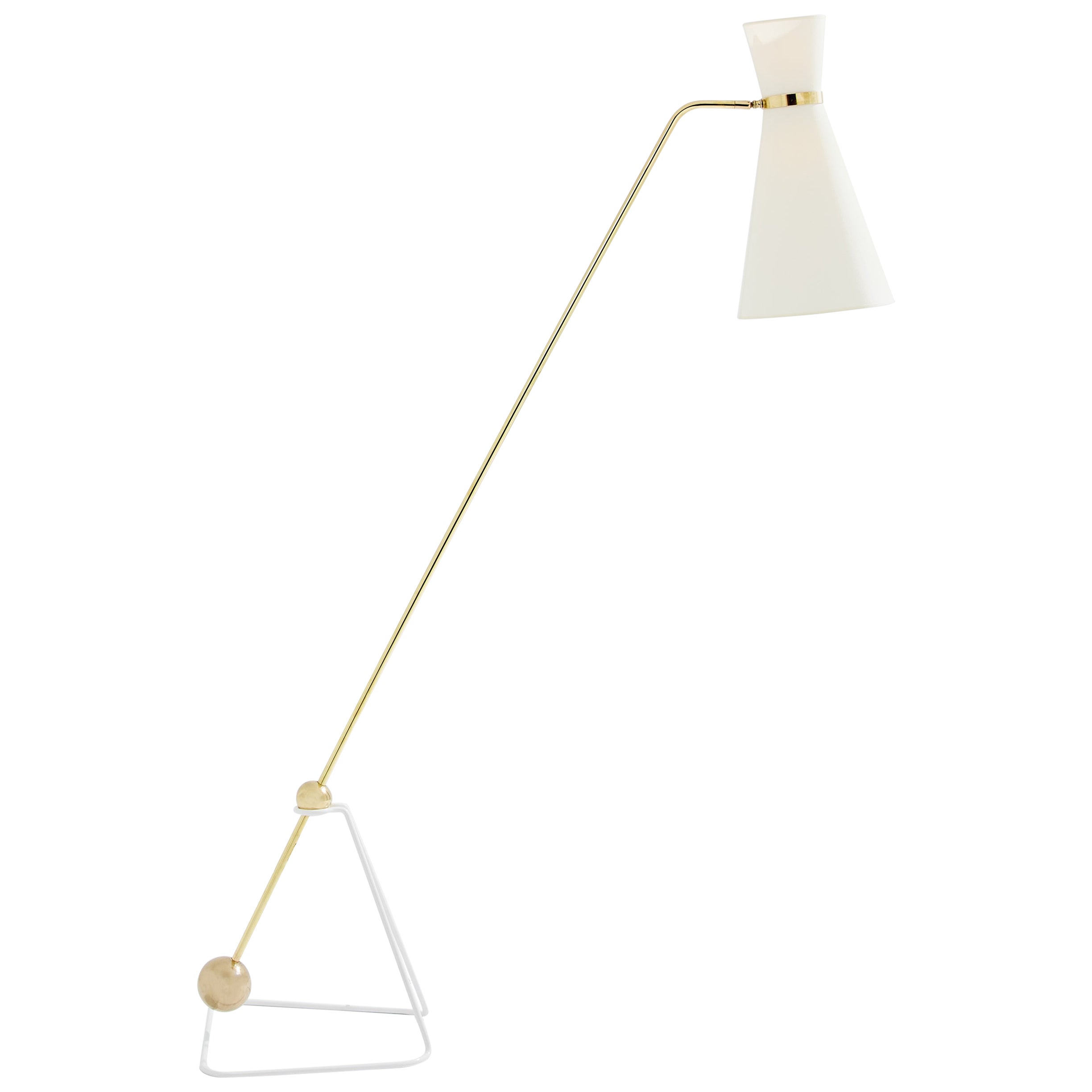 Pierre Guariche G2 balancier brass metal floor lamp 1951 For Sale