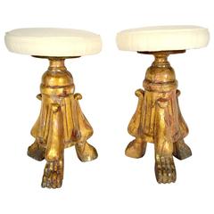 Pair of Italian Baroque Giltwood Stools or Benches 7