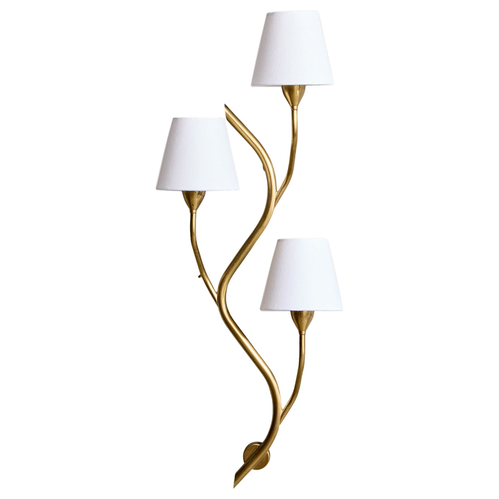 Astra, Wall Light, Brass, Fabric, Norway, 1950s