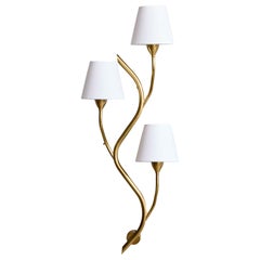 Astra, Wall Light, Brass, Fabric, Norway, 1950s