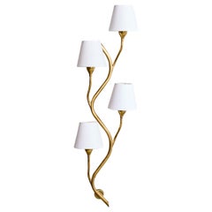 Astra, Wall Light, Brass, Fabric, Norway, 1950s