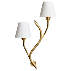 Astra, Wall Light, Brass, Fabric, Norway, 1950s