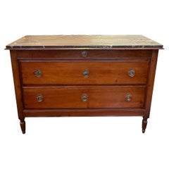 Marble Top Three Drawer Walnut Commode, Italy, 18th Century