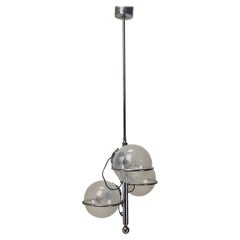 Mid-Century Italian Chrome Lamp with Three Opaline Glass Globes – 1970s