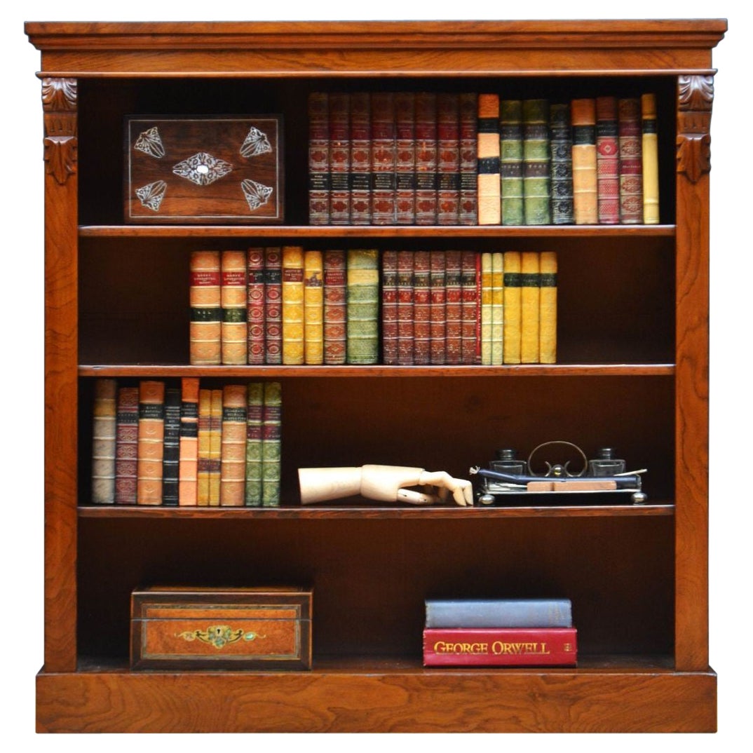 Late Victorian Figured Walnut Open Bookcase